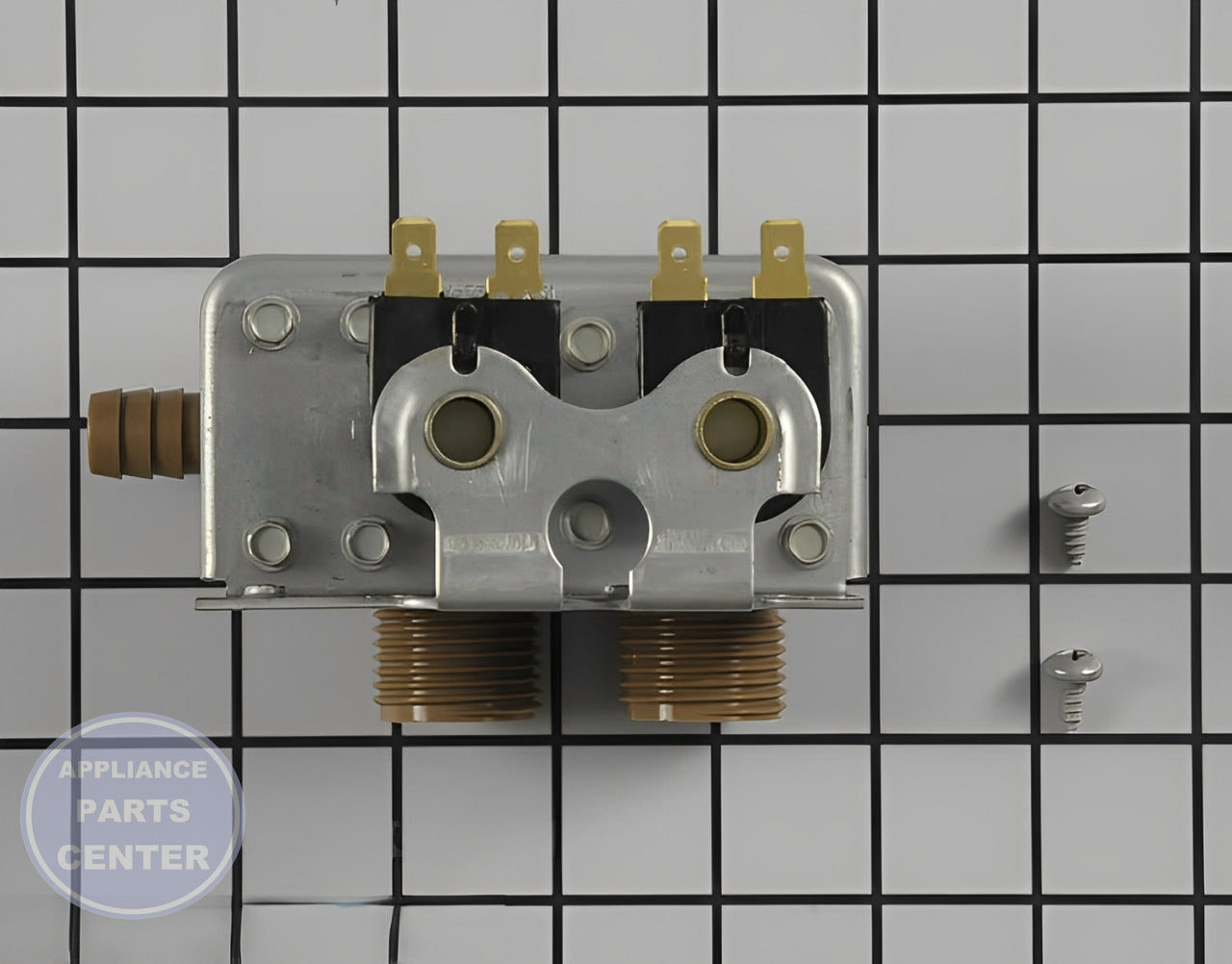 FRIGIDAIRE WASHER WATER VALVE 134190200 - Side view with precise measurements and specs