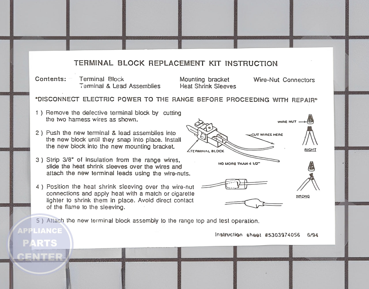 FRIGIDAIRE OVEN BURNER RECEPTACLE KIT 5303935058 - Side view with high-quality Wire Connector