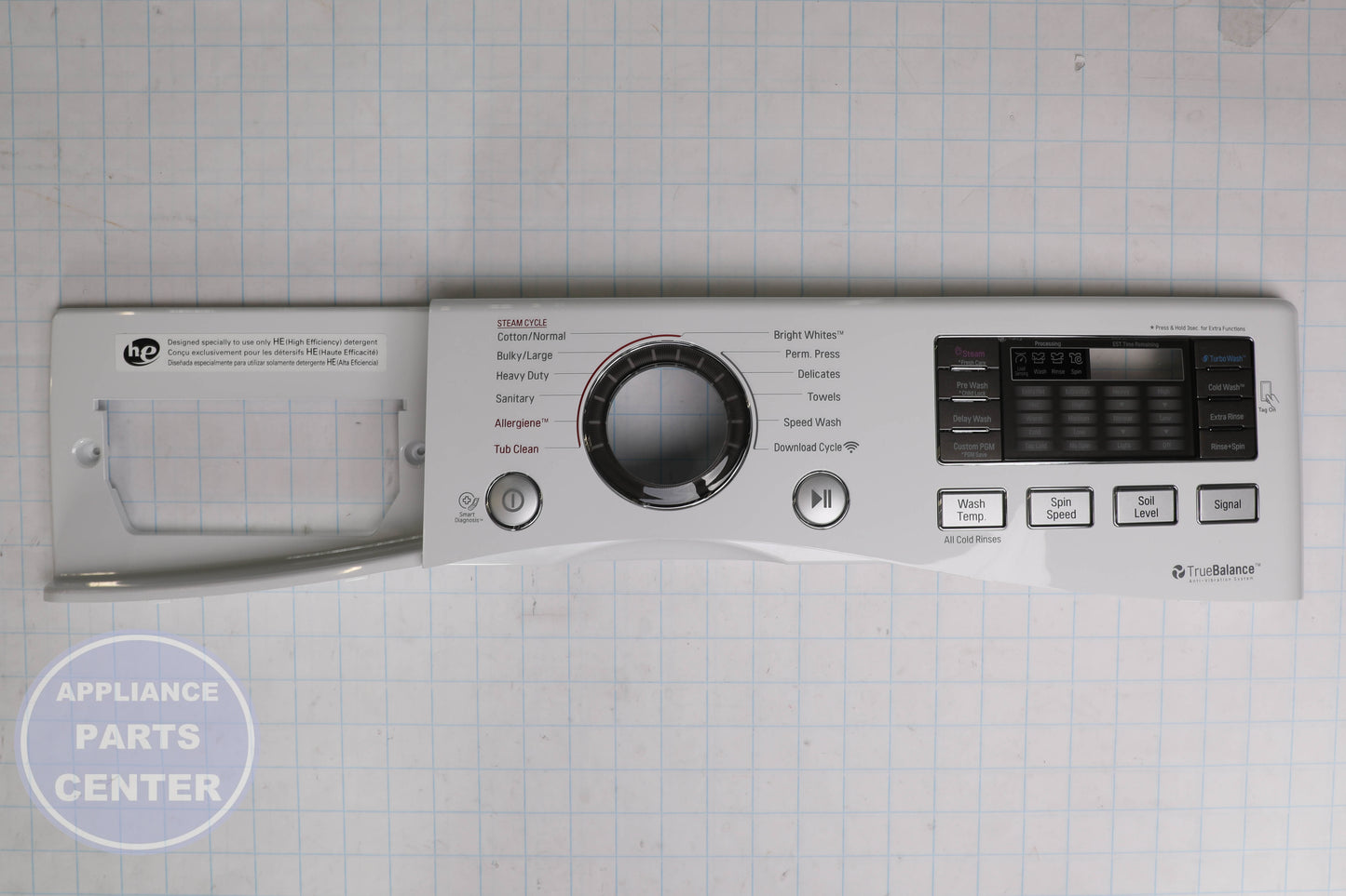 LG PANEL ASSEMBLY CONTROL AGL74115104 - Installation in specific LG model showing key mounting points