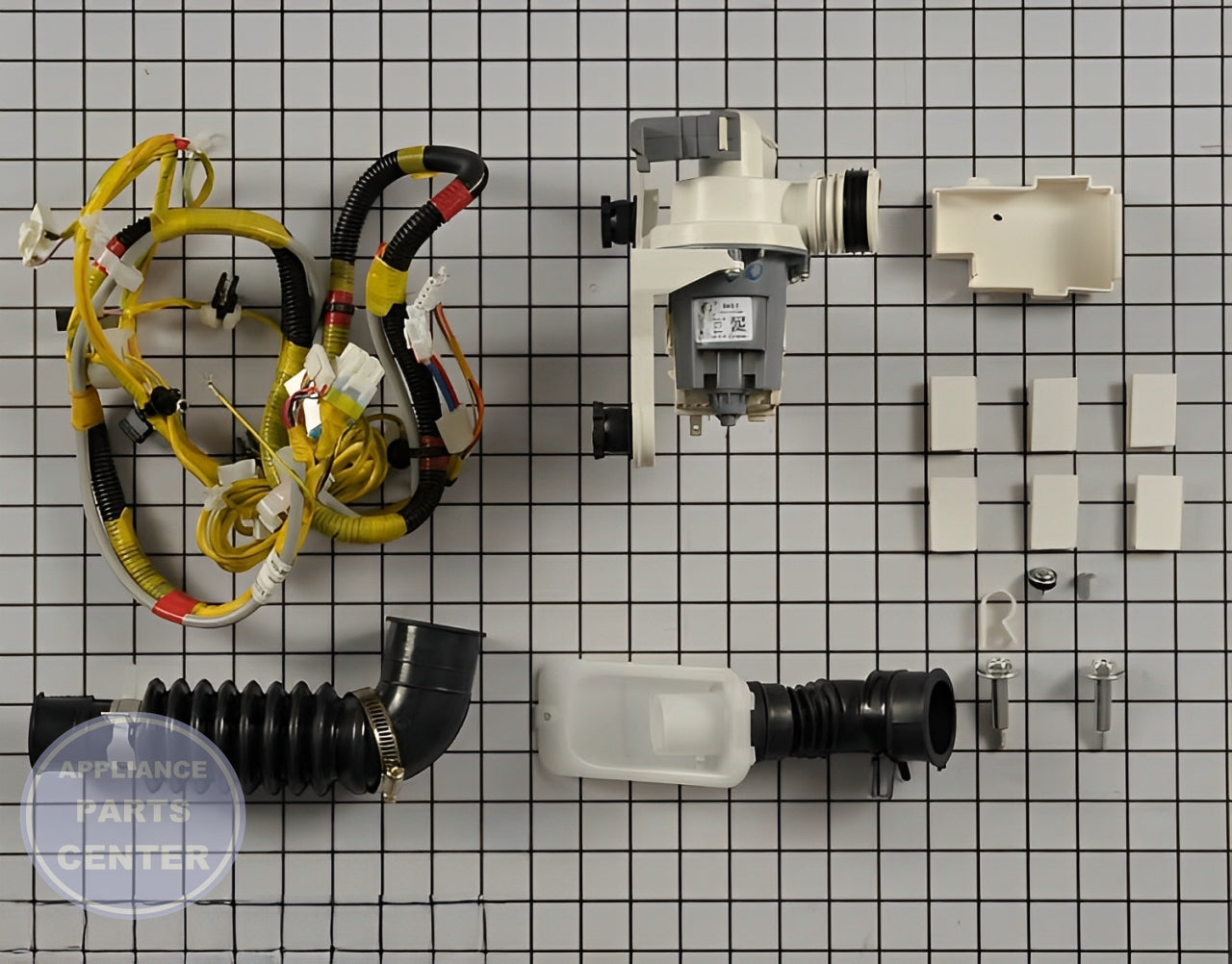 SAMSUNG DRAIN PUMP ASSEMBLY DC98-01877A - Side view with powerful pump mechanism