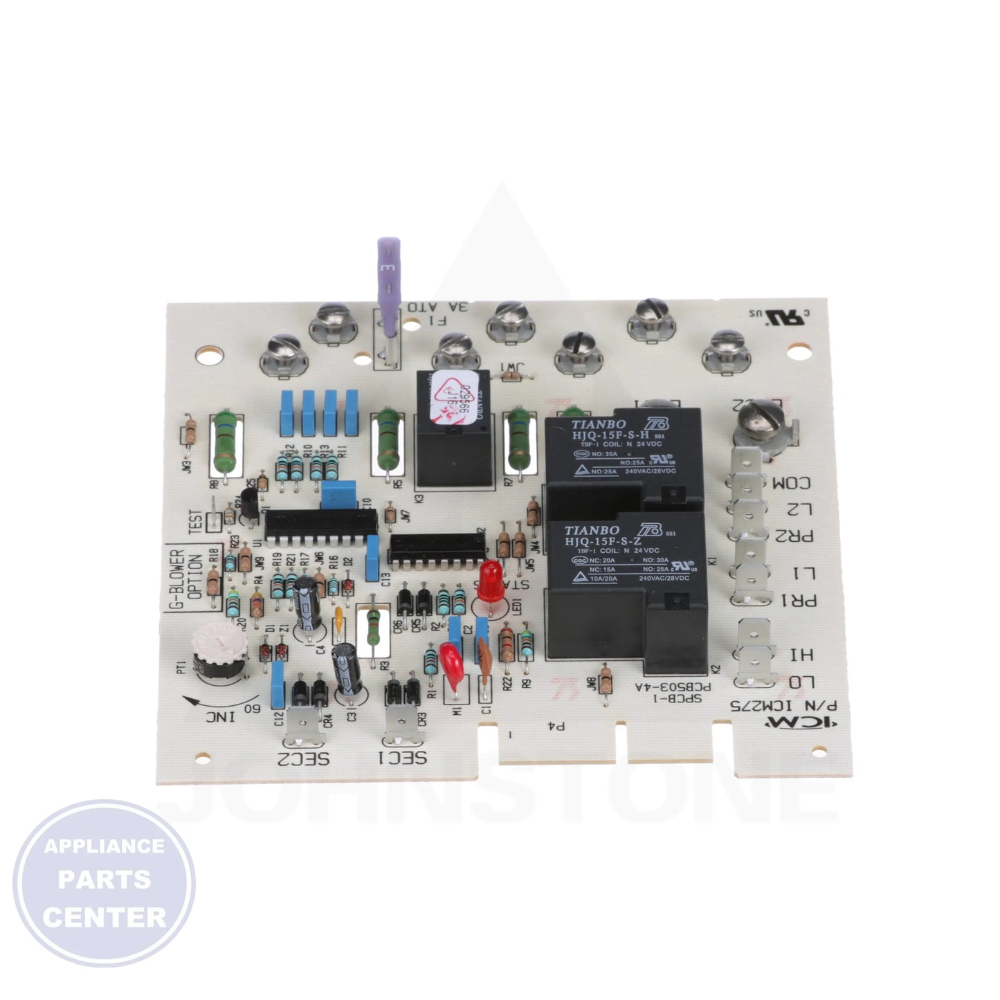 Control Board ICM275C - Side view with precise measurements