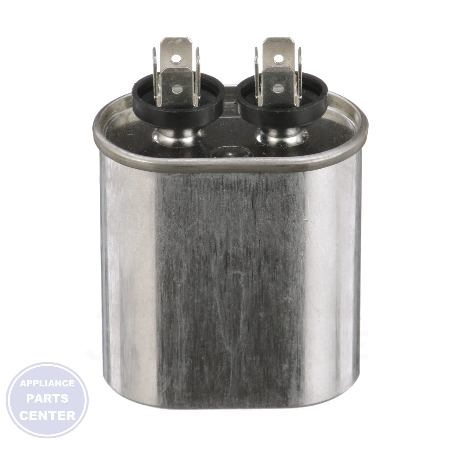 Motor Run Capacitor Oval TOCF2 - Side view with 2 Mfd capacity and 440/370 volts specs
