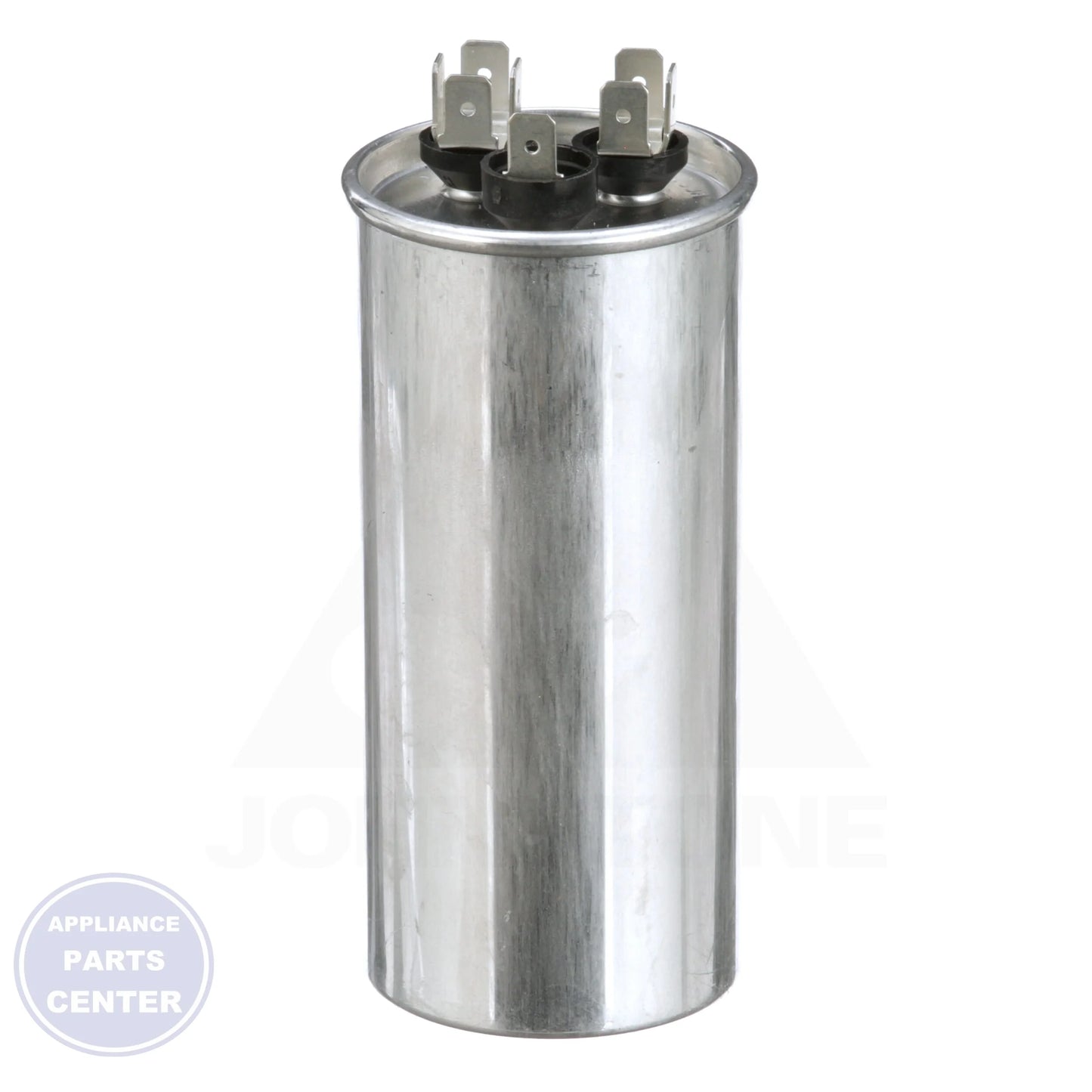 Dual Rated Motor Run Capacitor Round TRCFD303 - Side view with 30/3 MFD and 440/370 volts specs