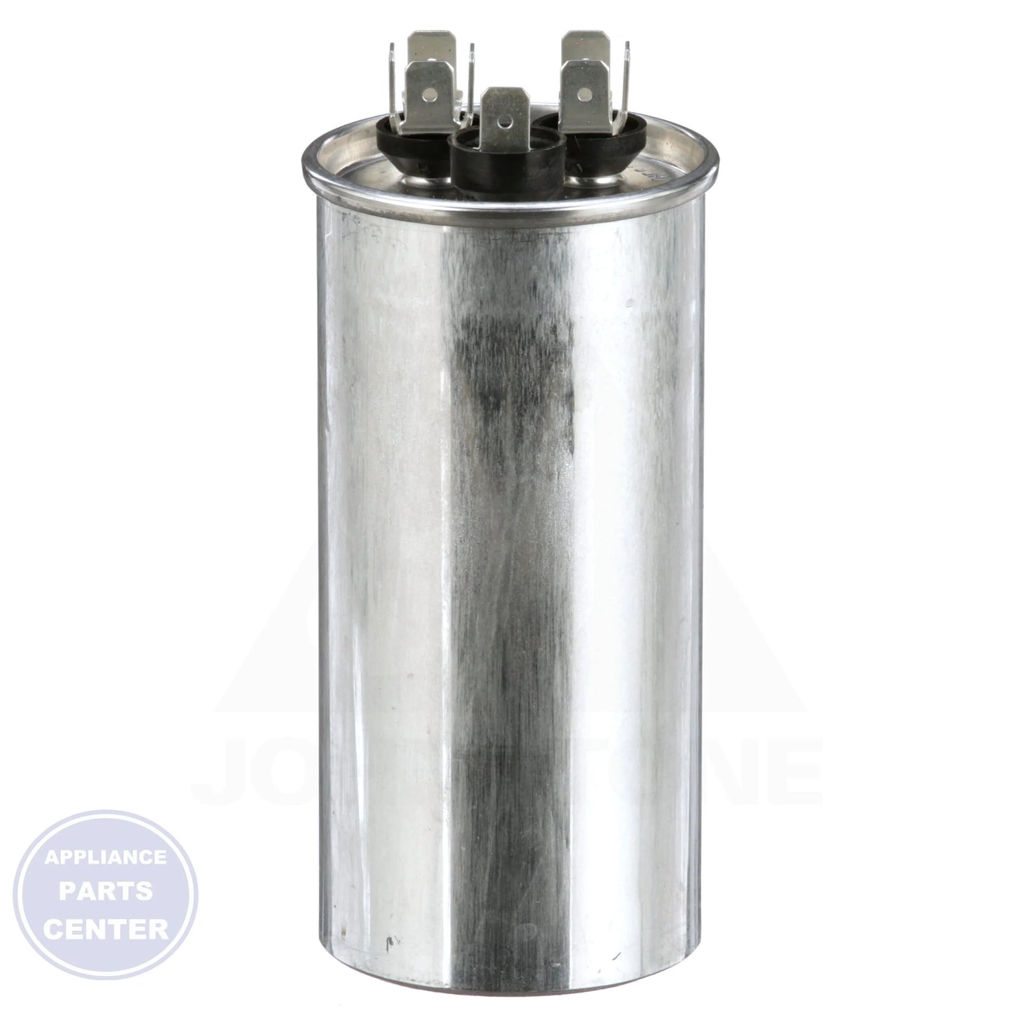Dual Rated Motor Run Capacitor Round TRCFD3075 - Side view with 30/7.5 Mfd capacity
