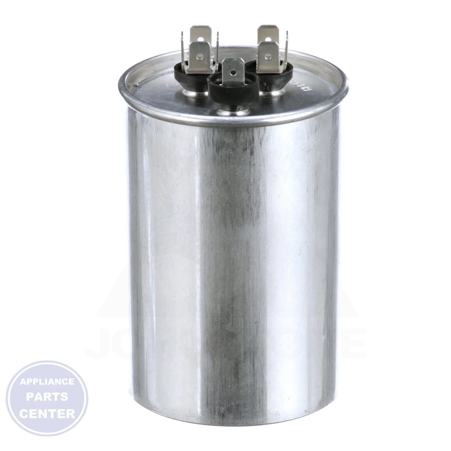 Dual Rated Motor Run Capacitor Round TRCFD4575 - Side view with 45/7.5 Mfd specs