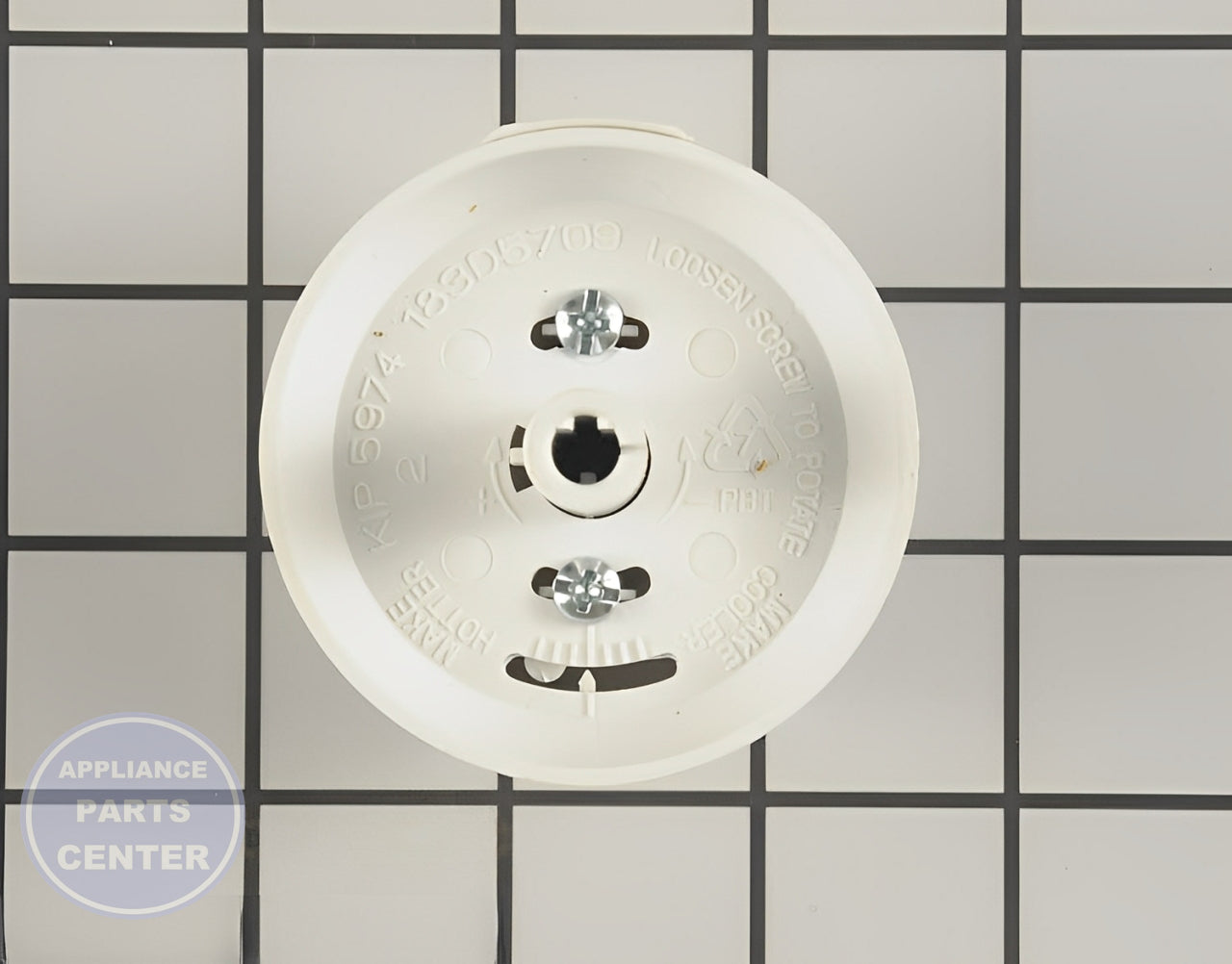 RANGE THERMOSTAT KNOB - WHITE WB03K10244 - Side view with standard size specifications
