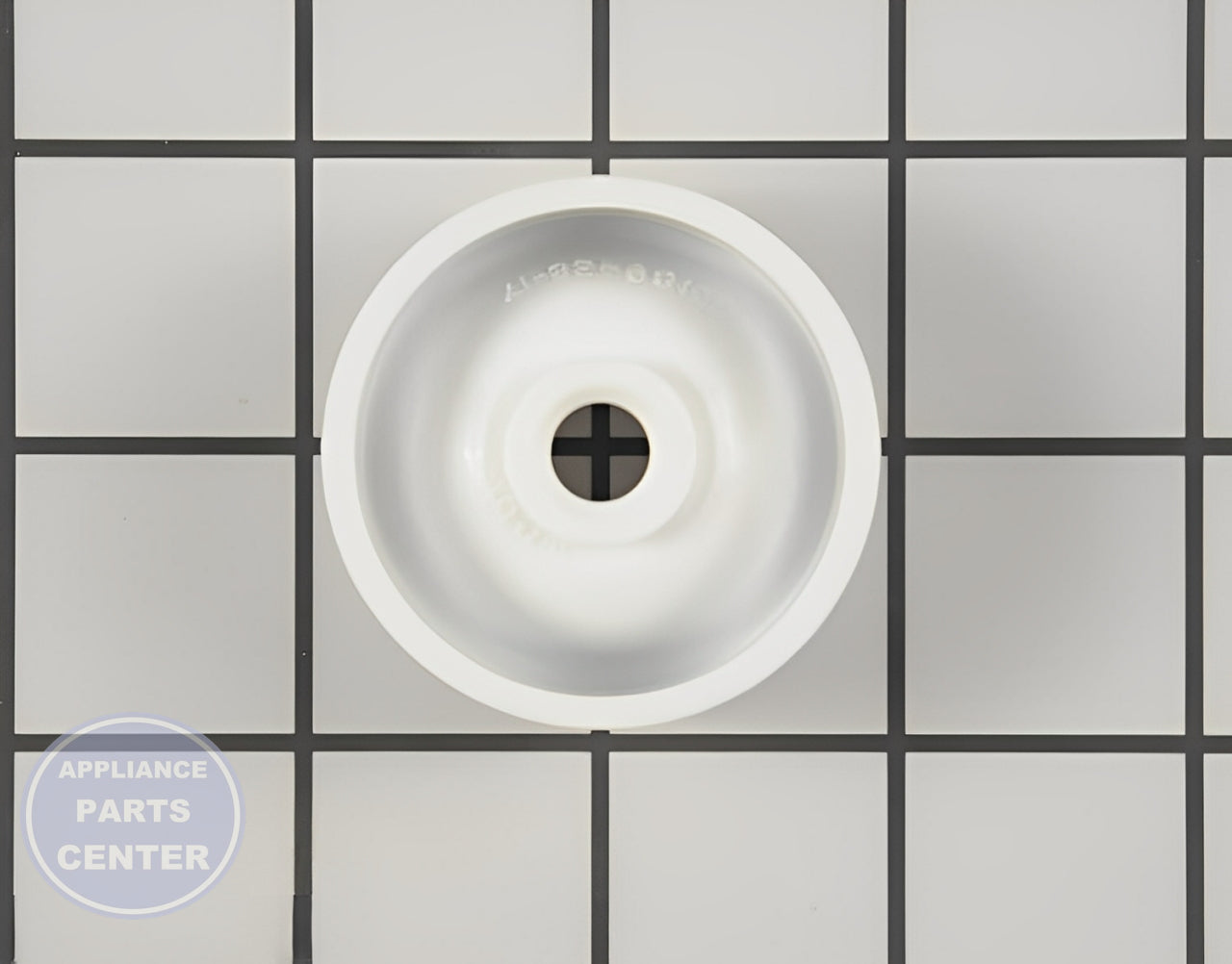 GE DISHWASHER LOWER RACK ROLLER (WHITE) WD12X10262 - Detailed view of sturdy axle and roller