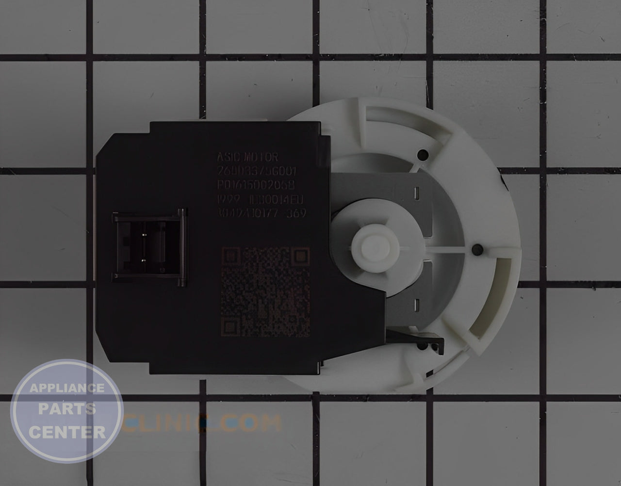GE DISHWASHER DRAIN PUMP WD19X25461 - Side view with precise measurements