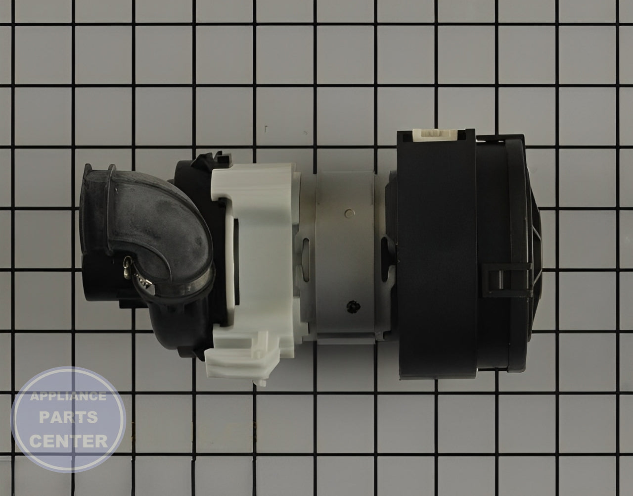GE DISHWASHER CIRCULATION PUMP WD19X25700 - Side view with precise specifications