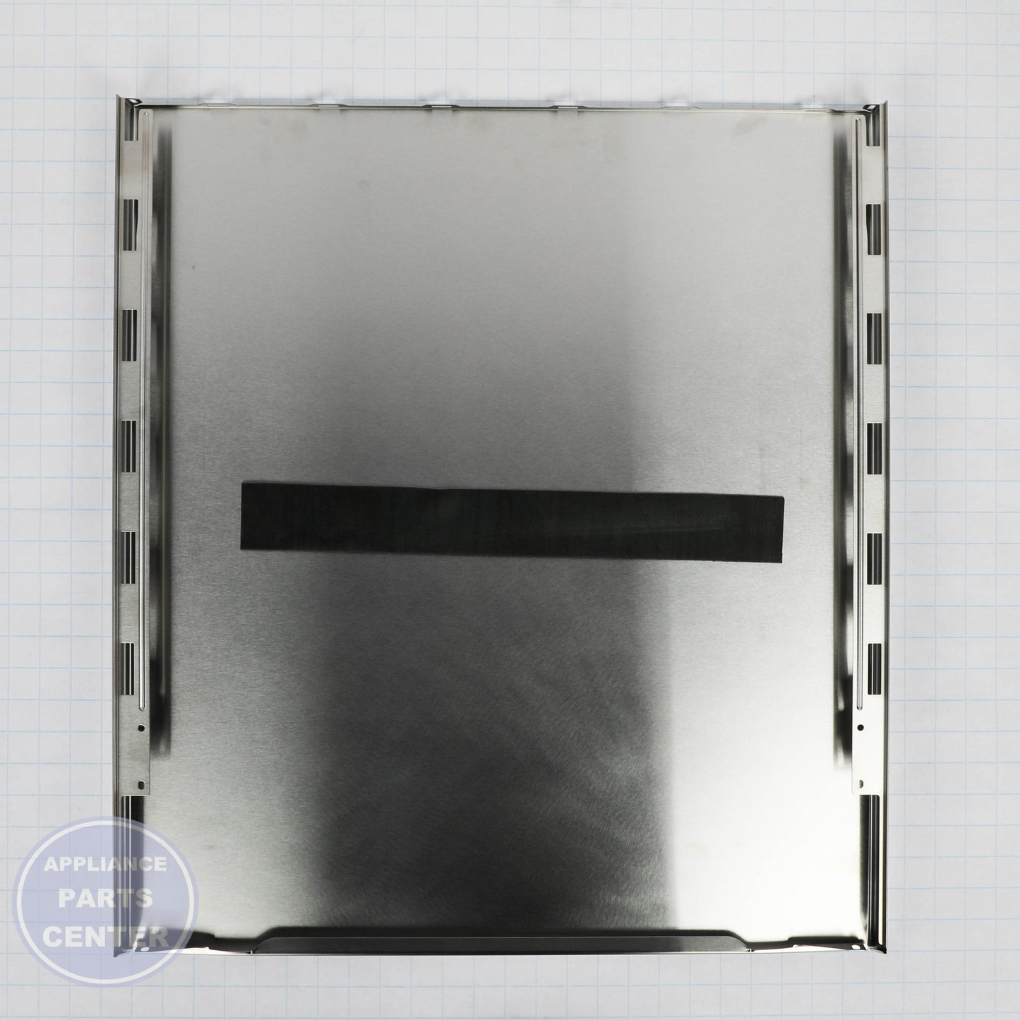 GEH STAINLESS STEEL OUTER SERVICE DOOR PANEL WD27X28038 - Installation in GEH model showcasing key mounting points