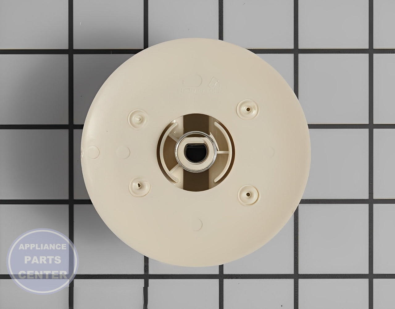 GE WASHER TIMER KNOB ASSEMBLY (BISQUE) WE01X20375 - Side view with precise measurements