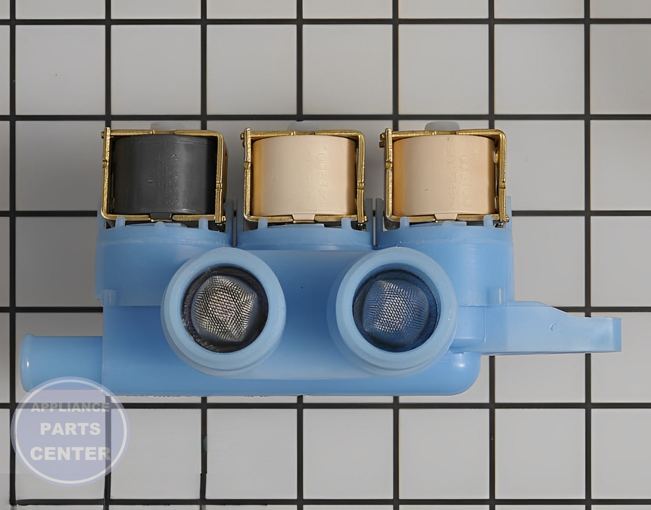 GE WASHER WATER INLET VALVE WH13X22720 - Side view with precise measurements