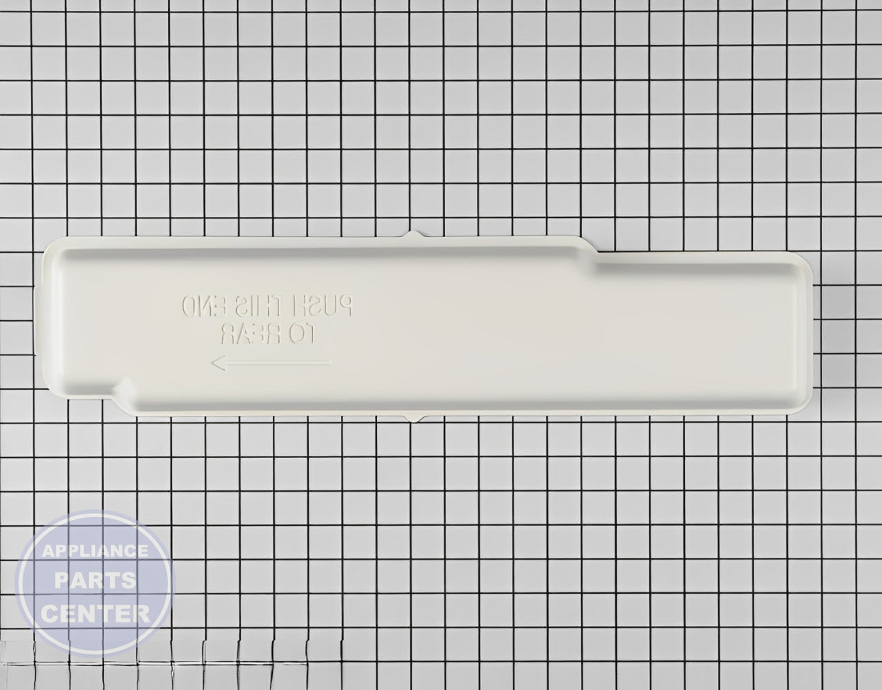 WHIRLPOOL REFRIGERATOR EVAPORATOR TRAY WP2254574 - Side view with precise measurements