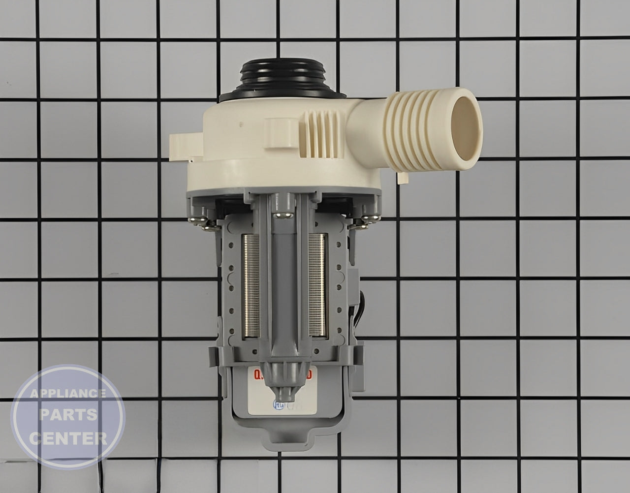 WHIRLPOOL WATER PUMP WPW10276397 - Side view with precise measurements