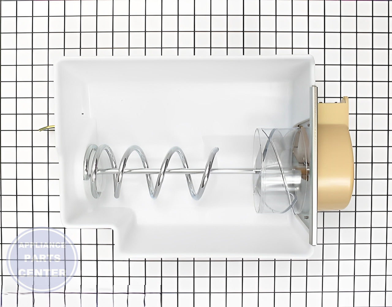 GE Ice Bucket Assembly WR17X4310 - Main view showing durable material for GE, Kenmore, Hotpoint, and RCA models