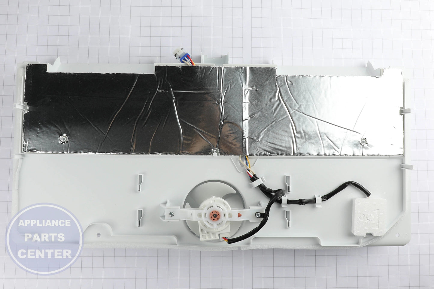 GEH EVAPORATOR COVER & FAN WR49X40247 - Installation in GEH Refrigerator showing key mounting points