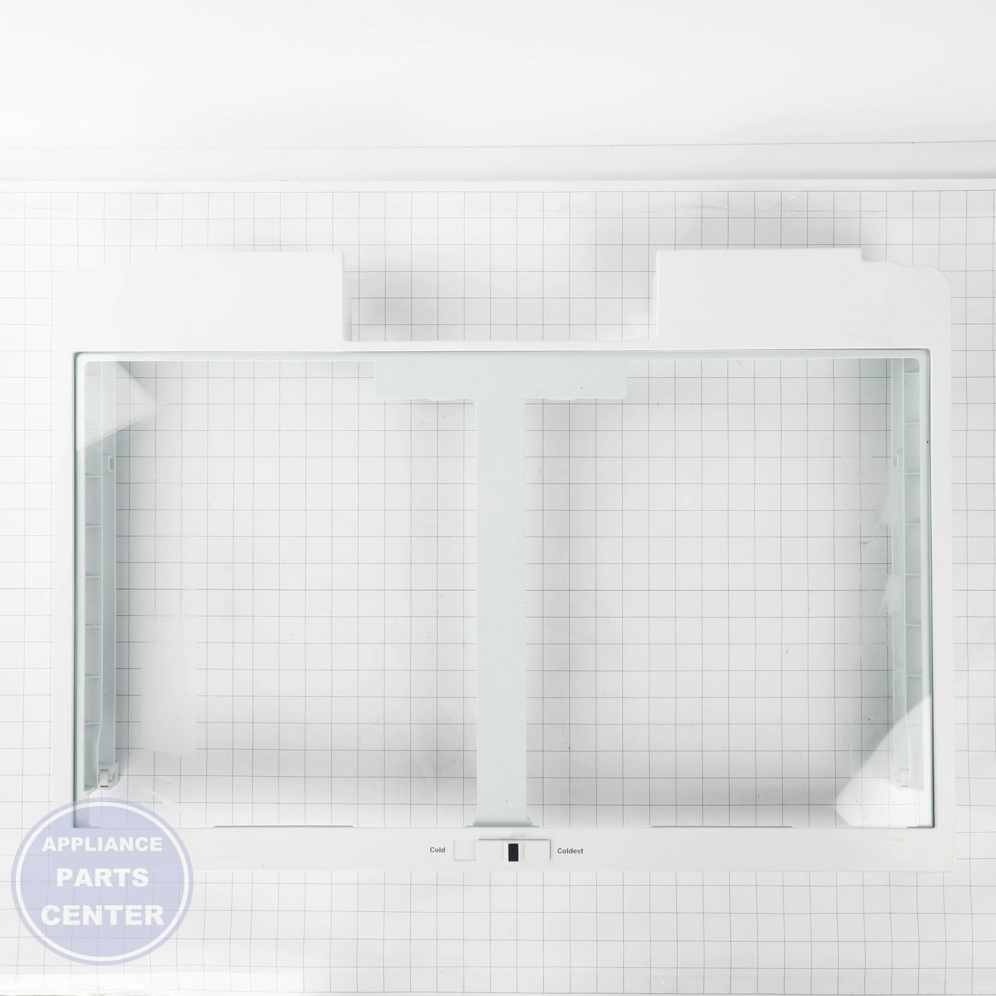 GEH FULL-WIDTH DRAWER COVER WITH GLASS WR71X42032 - Installation in GEH model showcasing easy mounting points