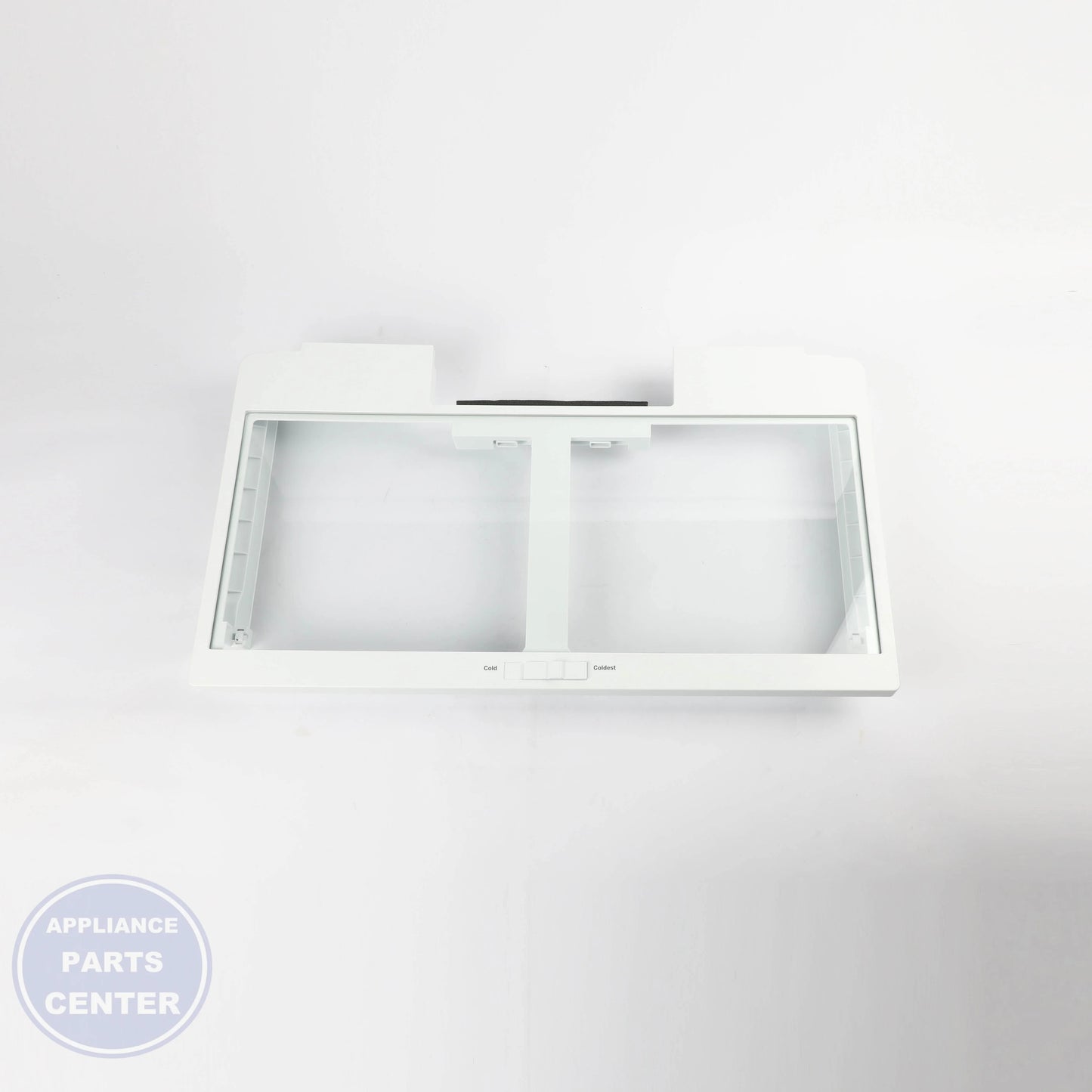 GEH FULL-WIDTH DRAWER COVER WITH GLASS WR71X42037 - Installation in specific GEH model showcasing key mounting points