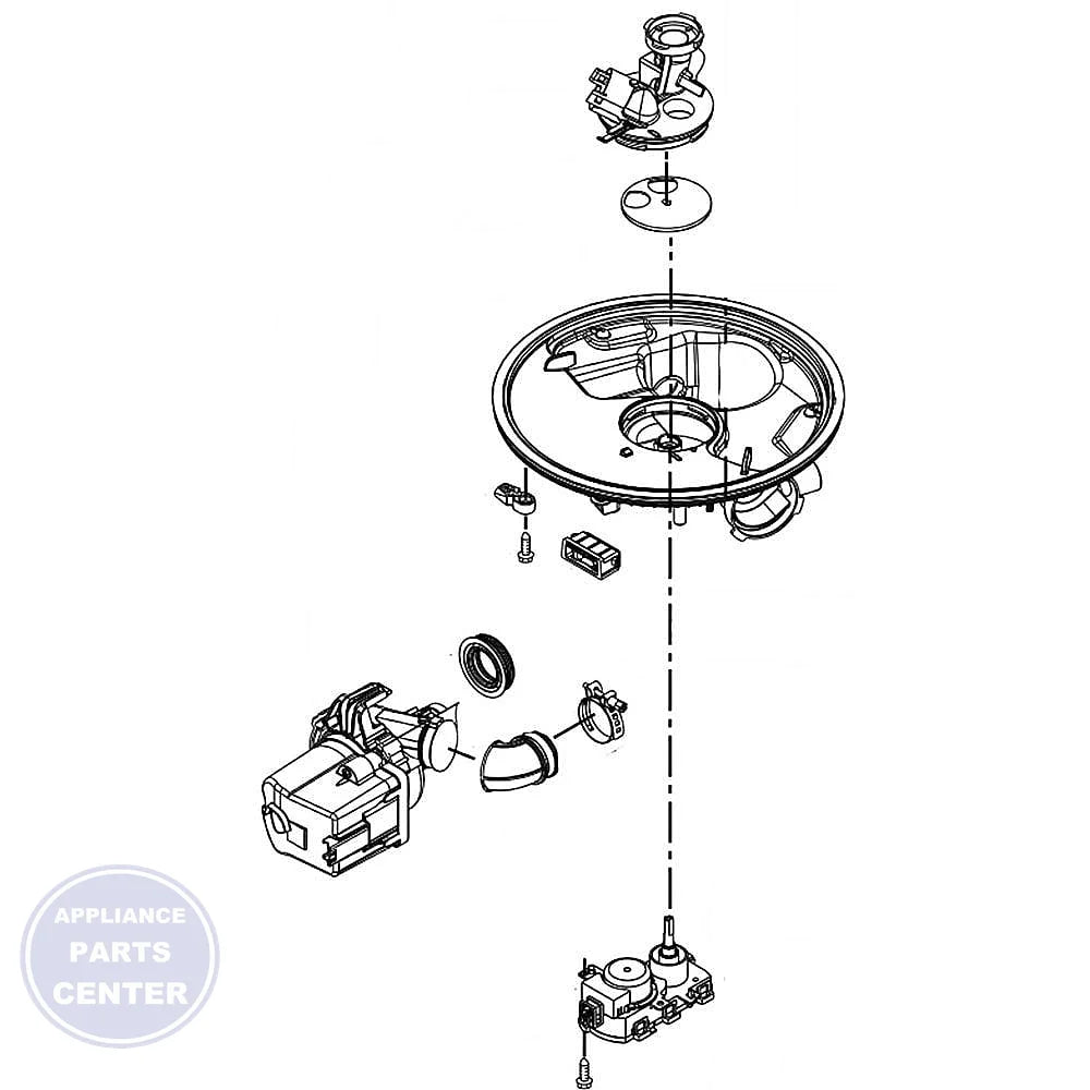 WHIRLPOOL DISHWASHER PUMP AND MOTOR W10907620 - Main view showing efficient water circulation for Whirlpool WDTA50SAHZ
