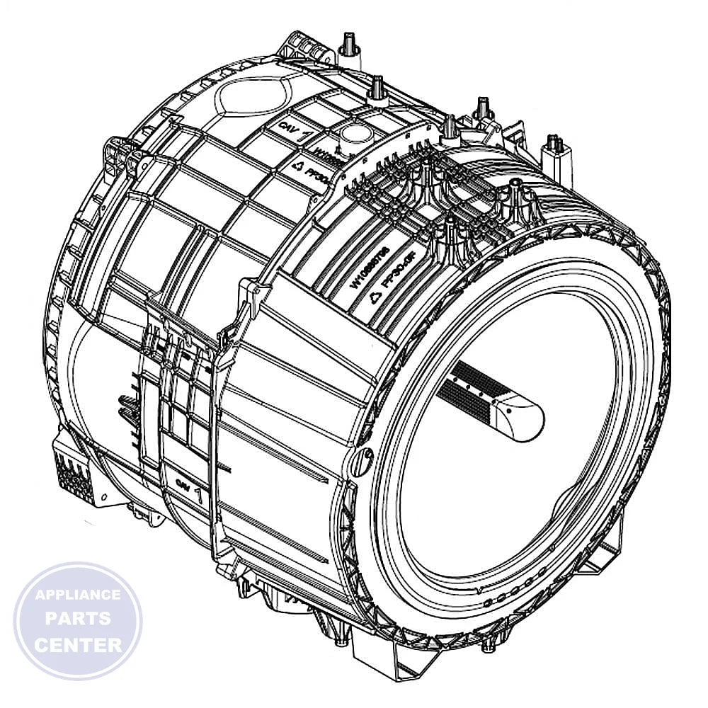 Whirlpool OUTER TUB W11287253 - Main view showing heavy-duty construction for WPL1234 and WPL5678 models