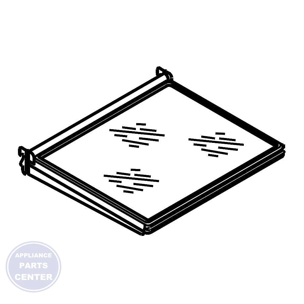WHIRLPOOL REFRIGERATOR GLASS SHELF WPW10198701 - Main view showing 25 lbs weight capacity for specific models