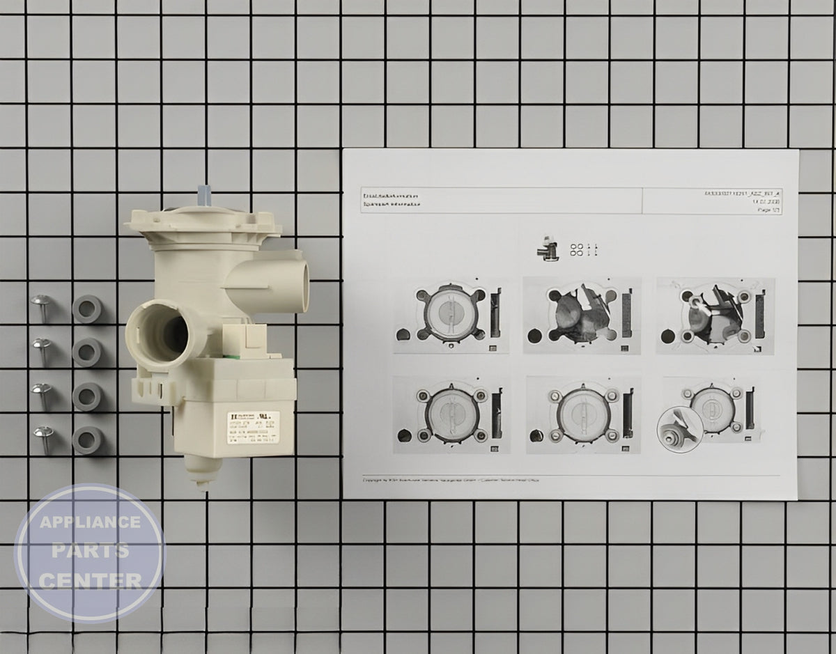 BOSCH WASHER DRAIN PUMP 00145753 - Installation in BOS models, showing key mounting points