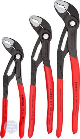 Cobra Pliers Set 002006US1 - Main view showing self-gripping action for various pipe sizes