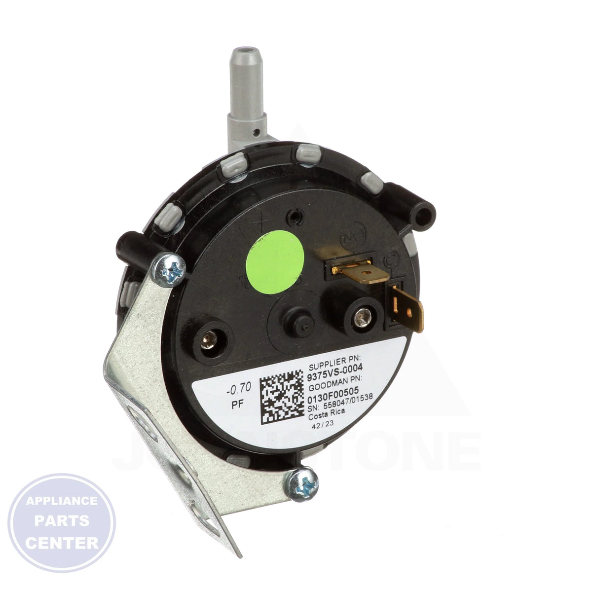 Air Pressure Switch 0130F00505S - Side view with 0.70Iwc pressure spec