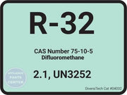 [Brand] Part 04032 - Main view showing accurate refrigerant identification for specific models