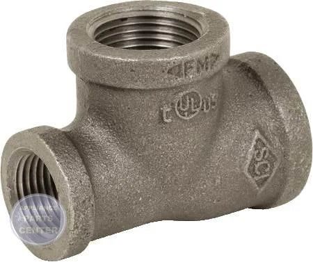 [Brand] 3/4" X 3/4" X 1/2" Black Iron Reducing Tee 0810038208 - Main view showing reduction from 3/4" to 1/2" for [specific models]
