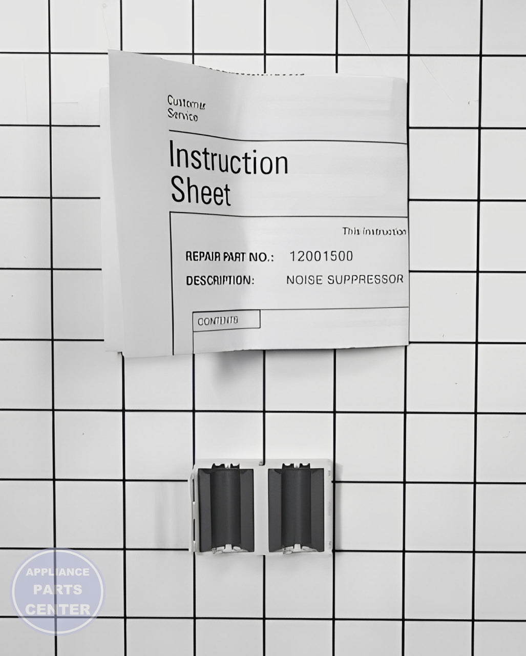 Whirlpool Noise Suppressor Assembly 12001500 - Installation in Whirlpool model showing mounting points