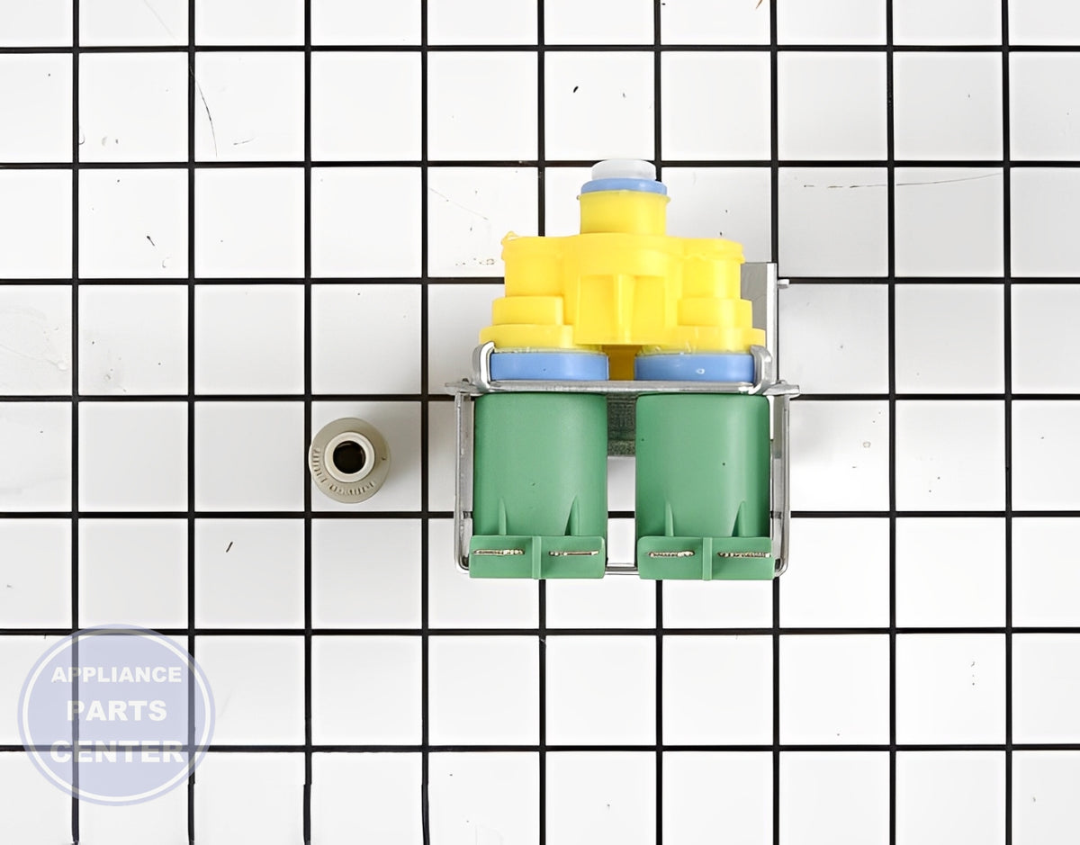 Water Inlet Valve 12001892 - Side view with dimensions of 6 x 3 x 3 inches
