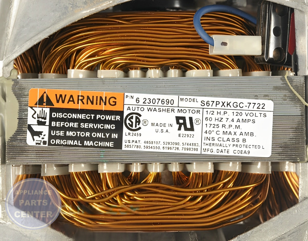 WHIRLPOOL WASHER DRIVE MOTOR AND JUMPER KIT 1 SPEED 1/2 HP - Installation in compatible model showing key mounting points