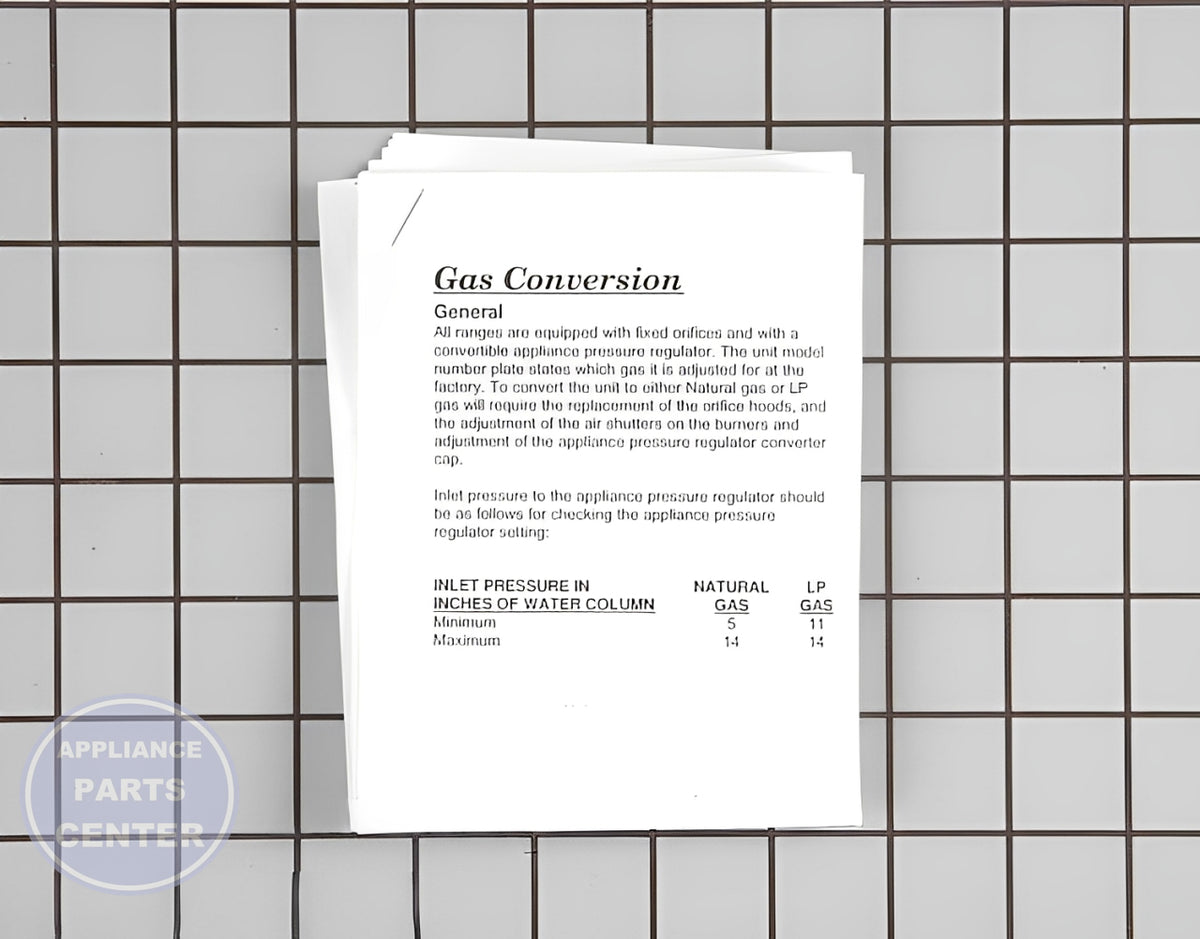 Conversion Kit 12002440 - Detailed view of Gas Burner & Control Valve technical details