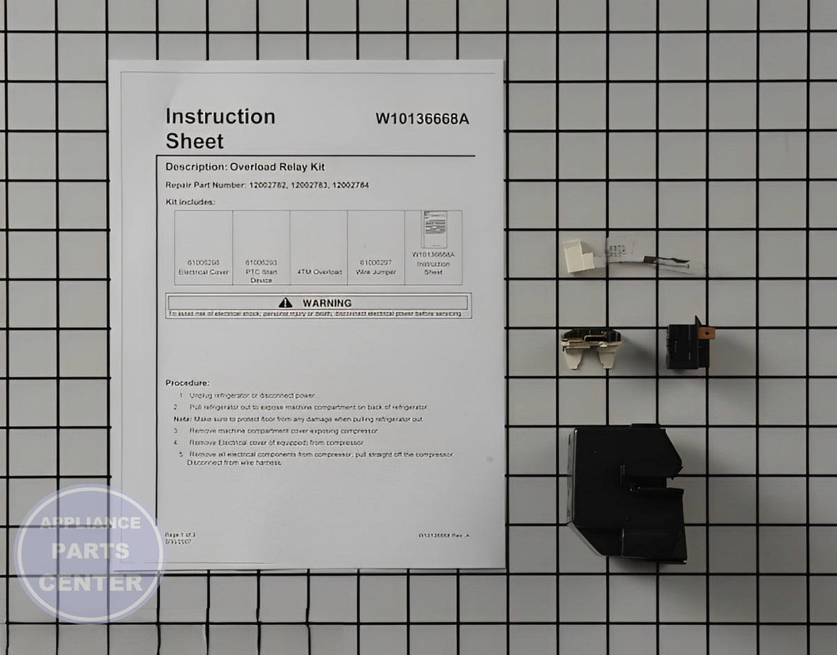 KIT,OVERLOAD / RELAY 12002782 - Side view with compressor compatibility specs