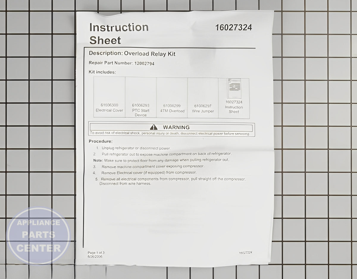 OVERLOAD/RELAY KIT 12002794 - Detailed view of sealed system integration