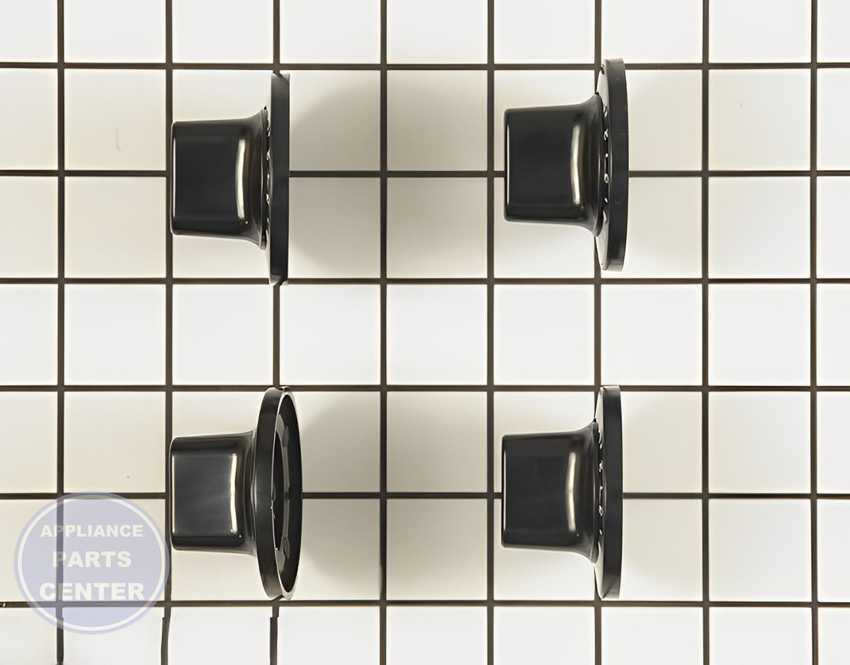 WHIRLPOOL BURNER KNOB SET 12200035 - Detailed view of knob, dial & button