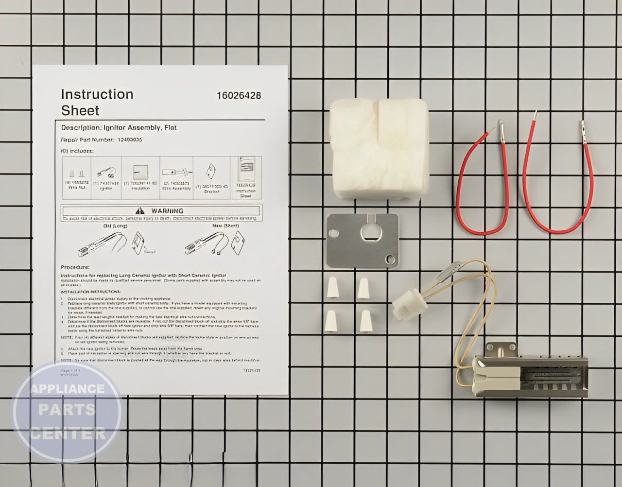 WHIRLPOOL OVEN FLAT STYLE IGNITER KIT 12400035 - Main view showing easy installation for WPL models