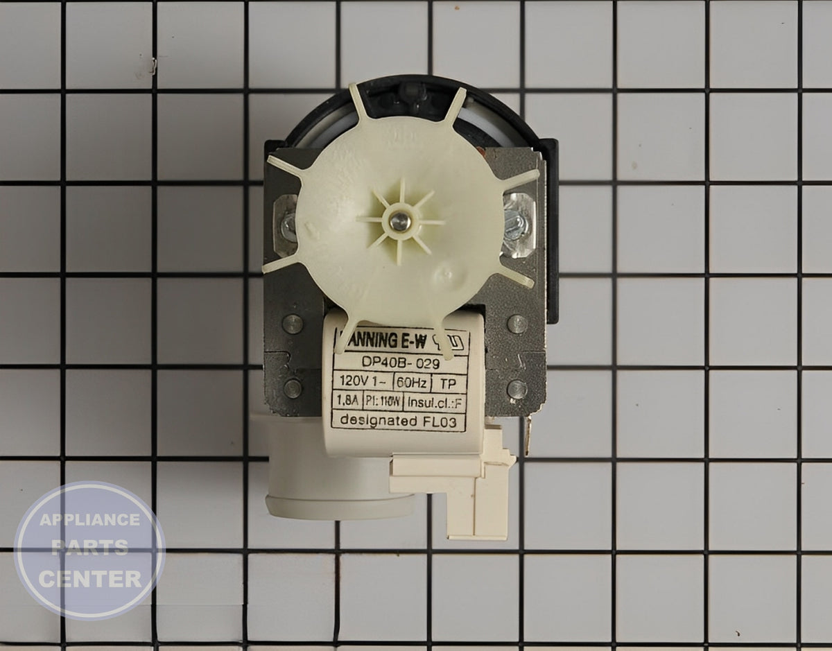 Drain Pump 131268401 - Side view with precise measurements and specifications