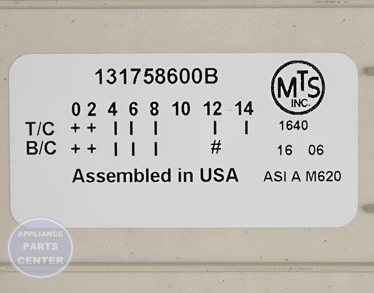 FRIGIDAIRE CONTROL TIMER 131758600 - Detailed view of timer assembly technical details
