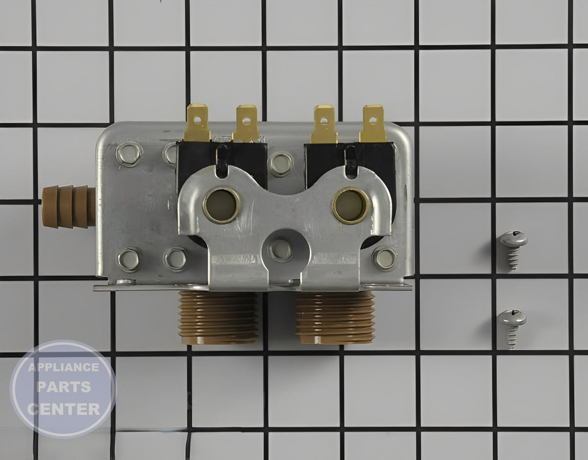FRIGIDAIRE WASHER WATER VALVE 134190200 - Side view with precise measurements and specs