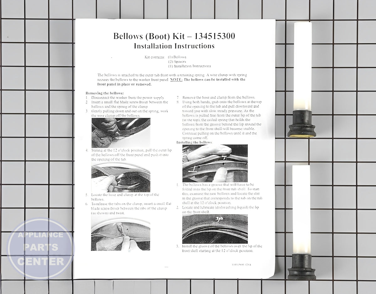 FRIGIDAIRE WASHER BELLOWS KIT WITHOUT LIGHT HOLE 134515300 - Detailed view of secure seal design
