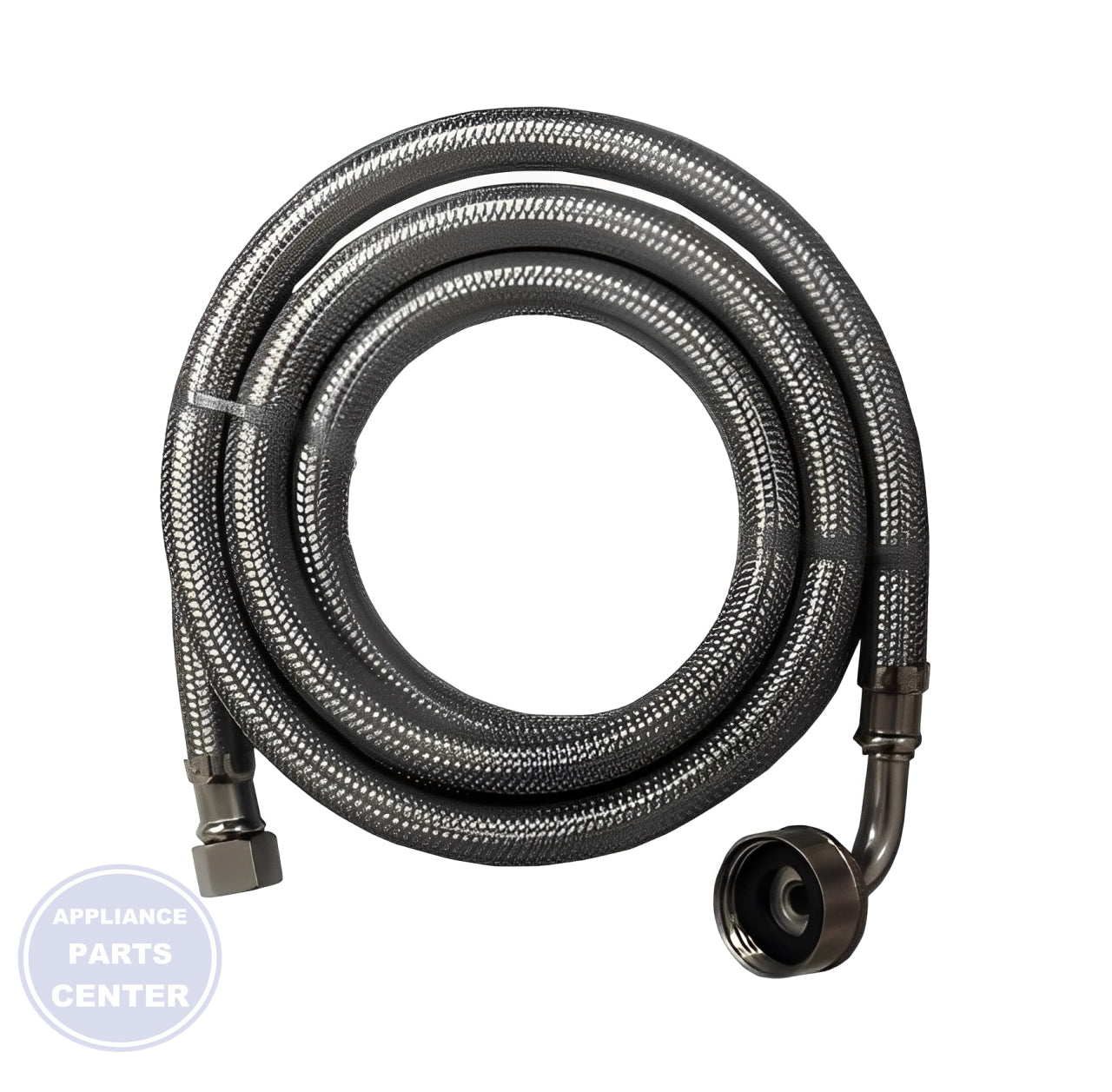 SUPCO 3/8" COMP X 3/4" ELBOW 72" STAINLESS STEEL HOSE 1406EDWSS - Main view showing leak-free connections for top models