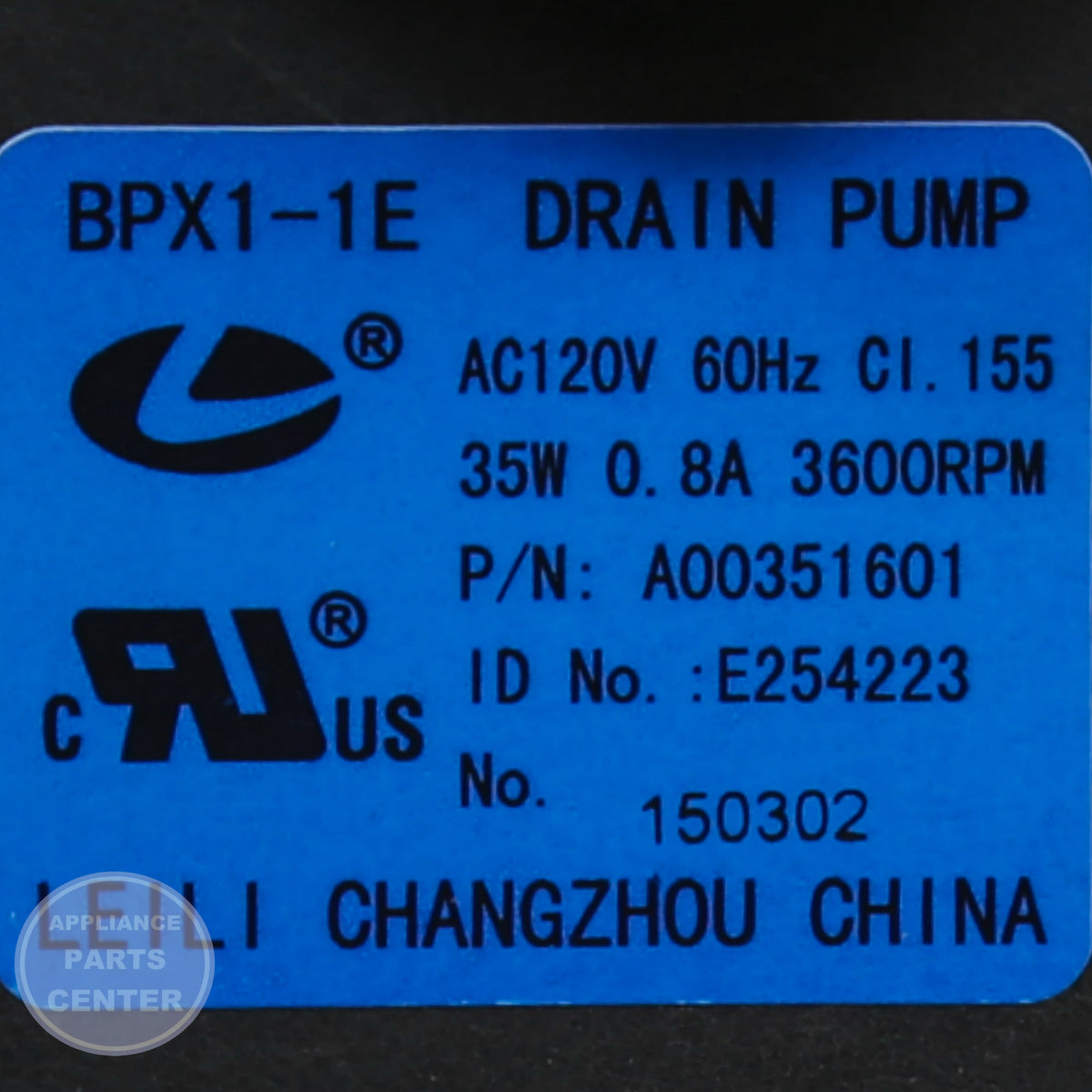 WCI PUMP ASSEMBLY 154757901 - Installation in WCI model showing key mounting points