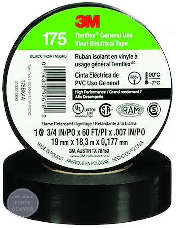 Temflex™ 175 Vinyl Electrical Tape 175BK4A - Main view showing flame-retardant feature for G21-197