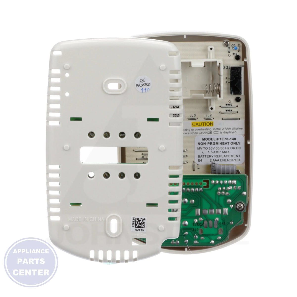 Non-Programmable Thermostat 1E78-140 - Side view with 45°F to 99°F temperature range