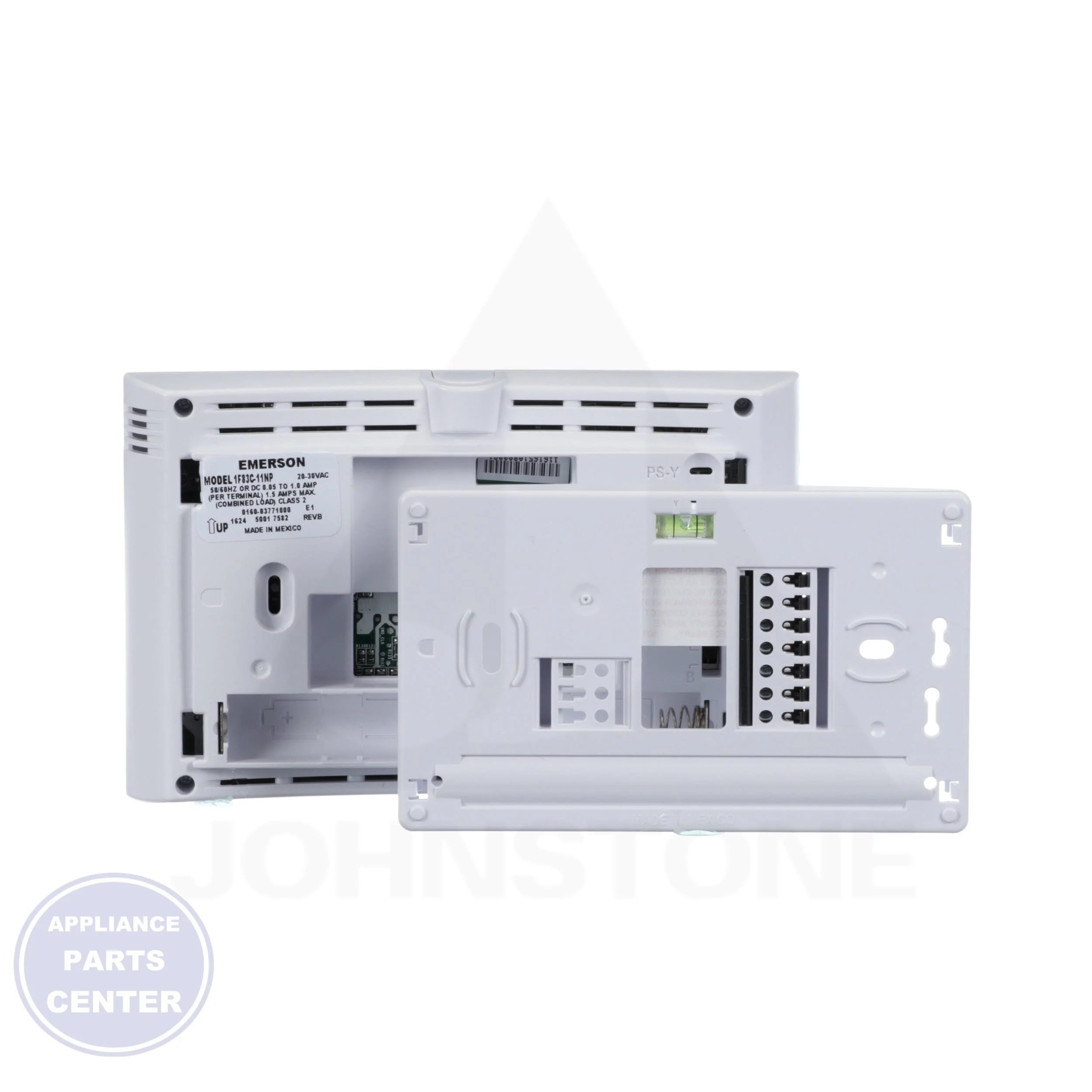 Emerson 4.5" Display Conventional Non-Programmable Thermostat 1F83C-11NP - Side view with white color design and 45-99º F temperature range