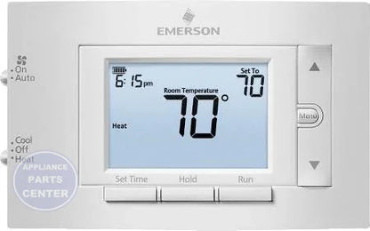 Emerson 4.5" Display Conventional Thermostat 1F83C-11PR - Main view showing backlit display for L45-102 models