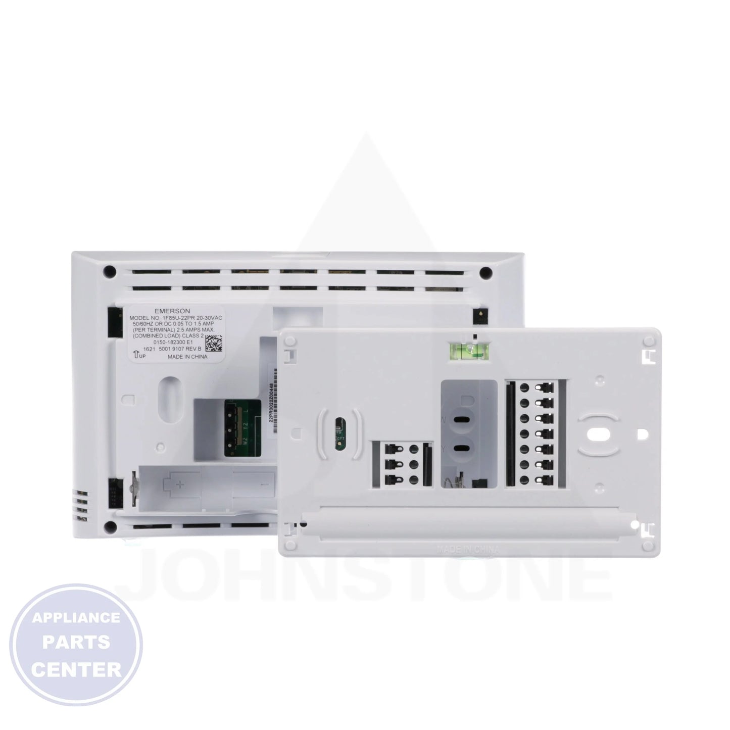 Emerson 5" Display Universal Thermostat 1F85U-22PR - Side view with 24V power and backlit display features