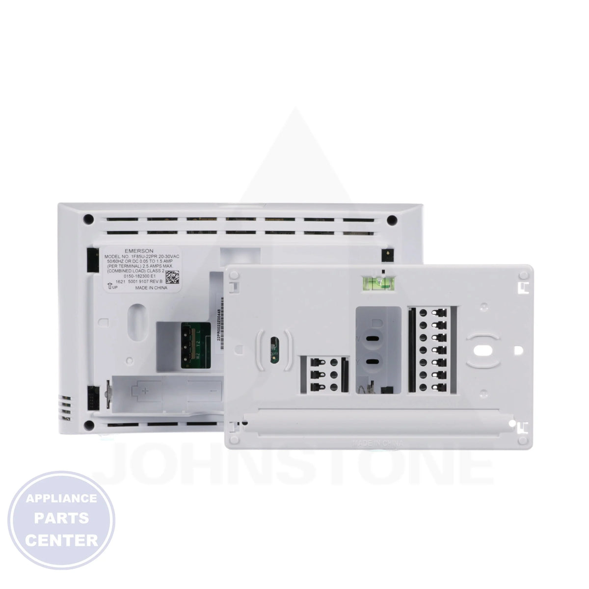 Emerson 5" Display Universal Thermostat 1F85U-22PR - Side view with 24V power and backlit display features